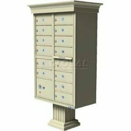 FLORENCE MFG CO Vital Cluster Box Unit w/Vogue Classic Accessories, 13 Unit & 1 Parcel Locker, Sandstone 1570-13VSD